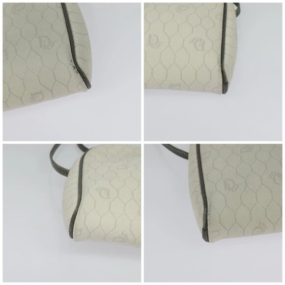 Christian Dior Honeycomb Canvas Shoulder Bag PVC White Gold Auth 141006 - Picture 16 of 16